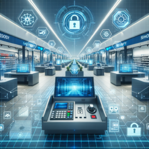 Illustration of Cybersicherheit Einkaufszentrum: Schutz für Kassen & Daten