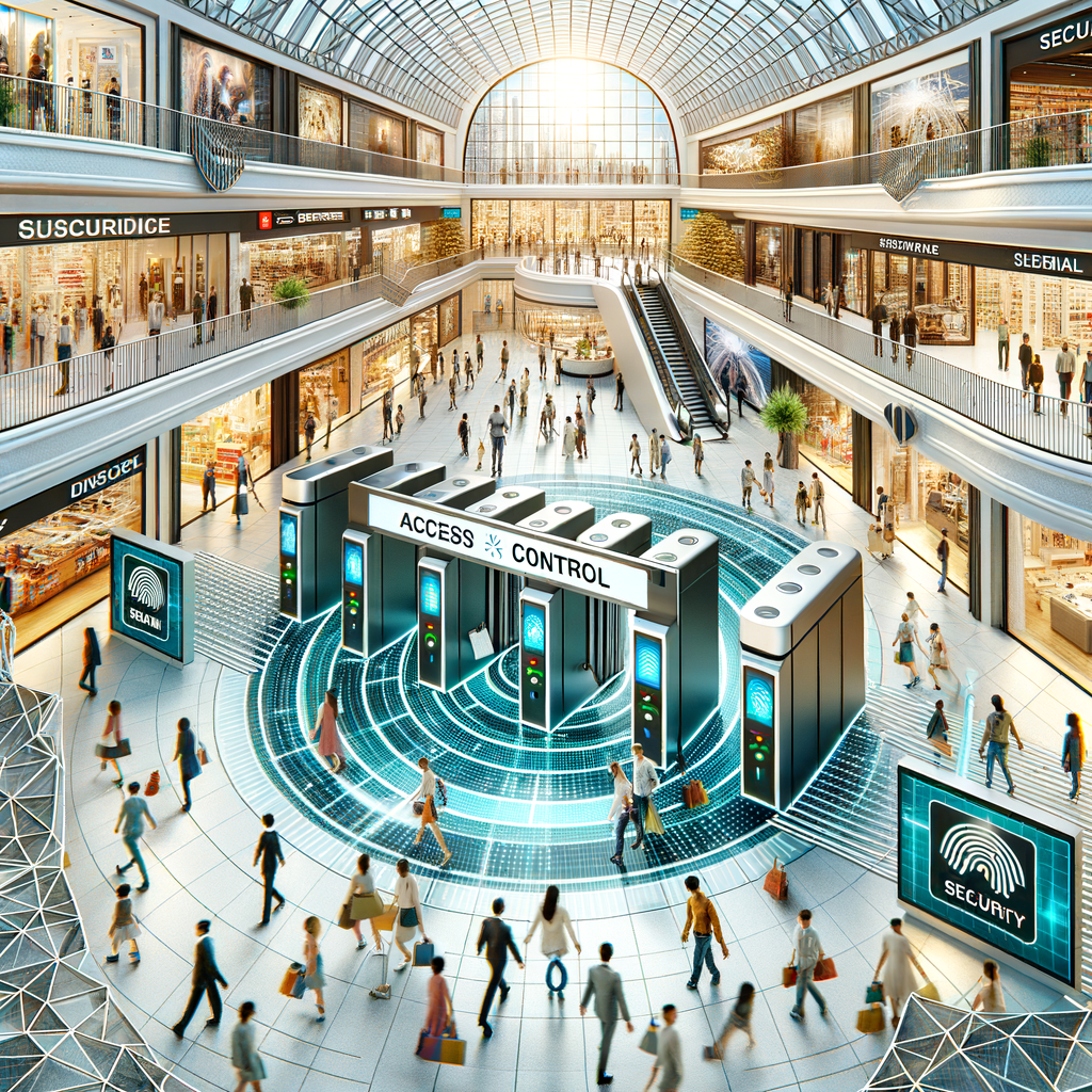 Illustration of Zutrittskontrolle Shoppingcenter: Sichere Besucherströme steuern