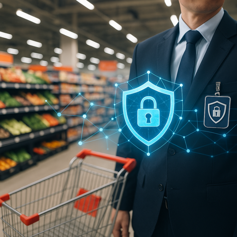 Cybersicherheit Supermärkte illustration for Cybersicherheit für Supermärkte: Moderne Sicherheitstechnik