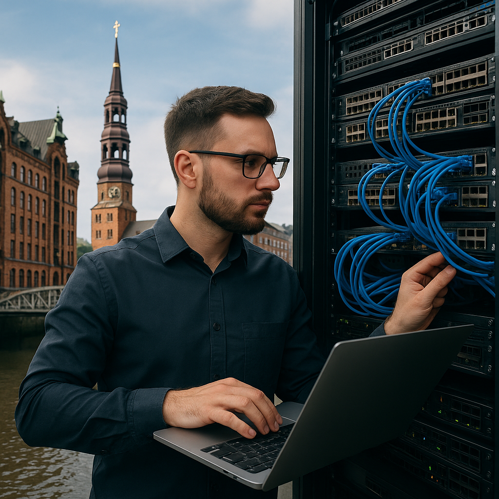 Illustration of IT Support Hamburg: Stabile Netzwerke & sichere Unternehmens-IT