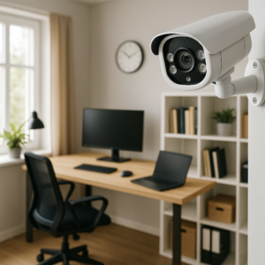 Illustration of Videoüberwachung Home Office: Arbeitszimmer sicher schützen