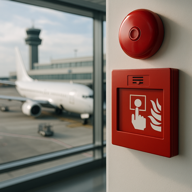 Illustration of Brandmeldesystem Flughafen: Maximale Sicherheit &amp; schnelle Reaktion