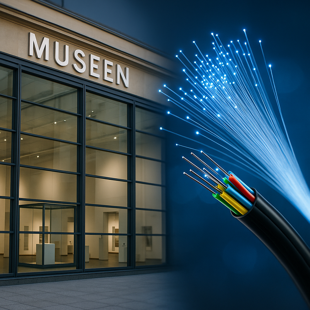 Illustration of Glasfaser Museen: Basis für digitale Ausstellungen &amp; Netzwerke