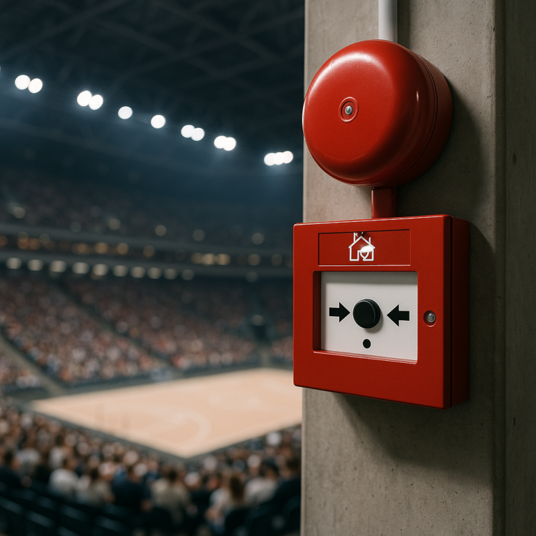 Illustration of Brandmeldesystem Arena: Sicherheit für Besucher & Technik