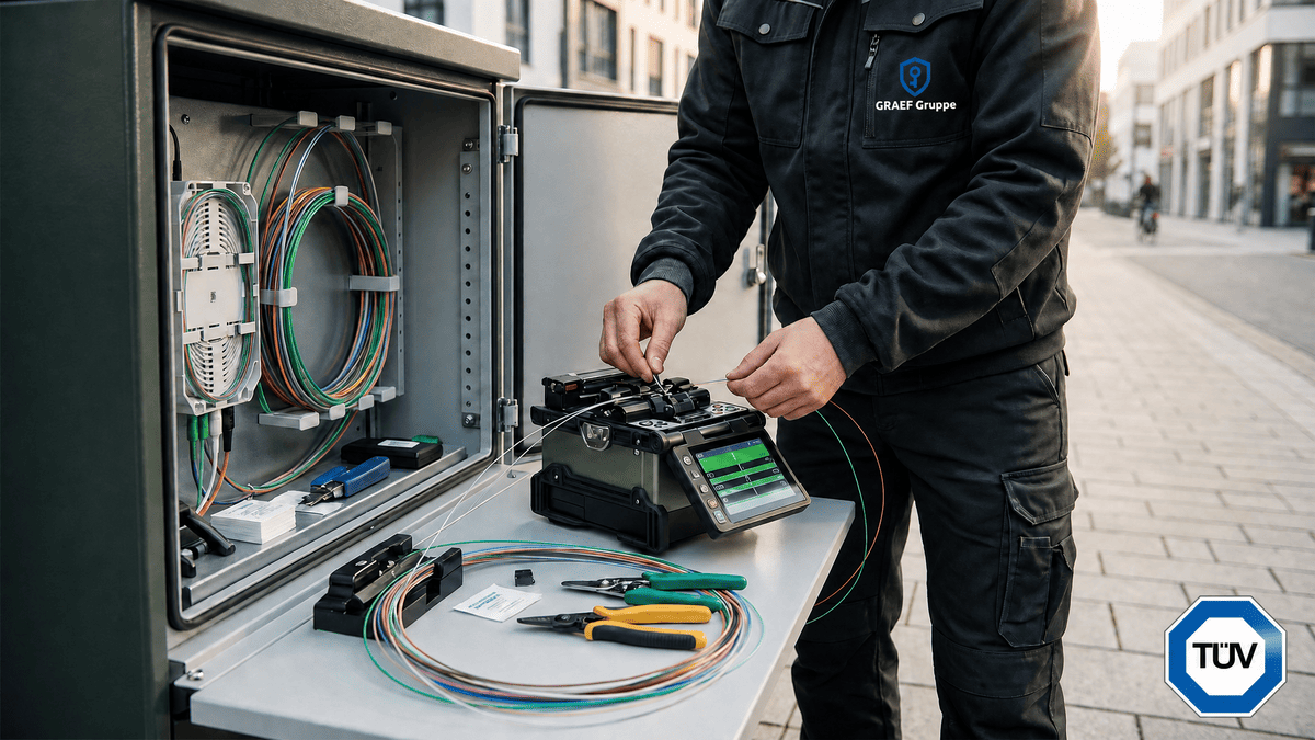 TÜV-zertifizierte Glasfaserspleißarbeiten