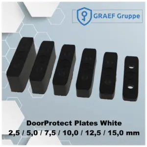Ajax DoorProtect Plates Black von GRAEF Gruppe: 3D-gedruckte Ausgleichsplatten für die passgenaue Montage von DoorProtect und DoorProtect Plus an dunklen Tür- und Fensterrahmen.