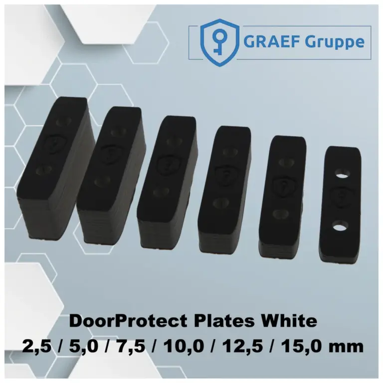 Ajax DoorProtect Plates Black von GRAEF Gruppe: 3D-gedruckte Ausgleichsplatten für die passgenaue Montage von DoorProtect und DoorProtect Plus an dunklen Tür- und Fensterrahmen.